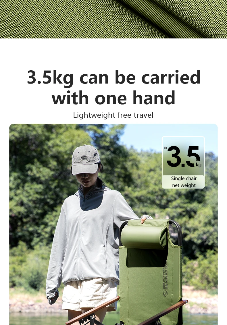 BISINNA Camping Folding Chair Adjustable Armrest Portable Relaxing Chair With Detachable Pillow for Beach Travel Hiking