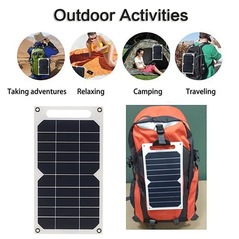 5V Solar Panel USB Waterproof Outdoor Hike Camping Portable Cells Battery Solar Charger Plate for Mobile Phone Power Bank