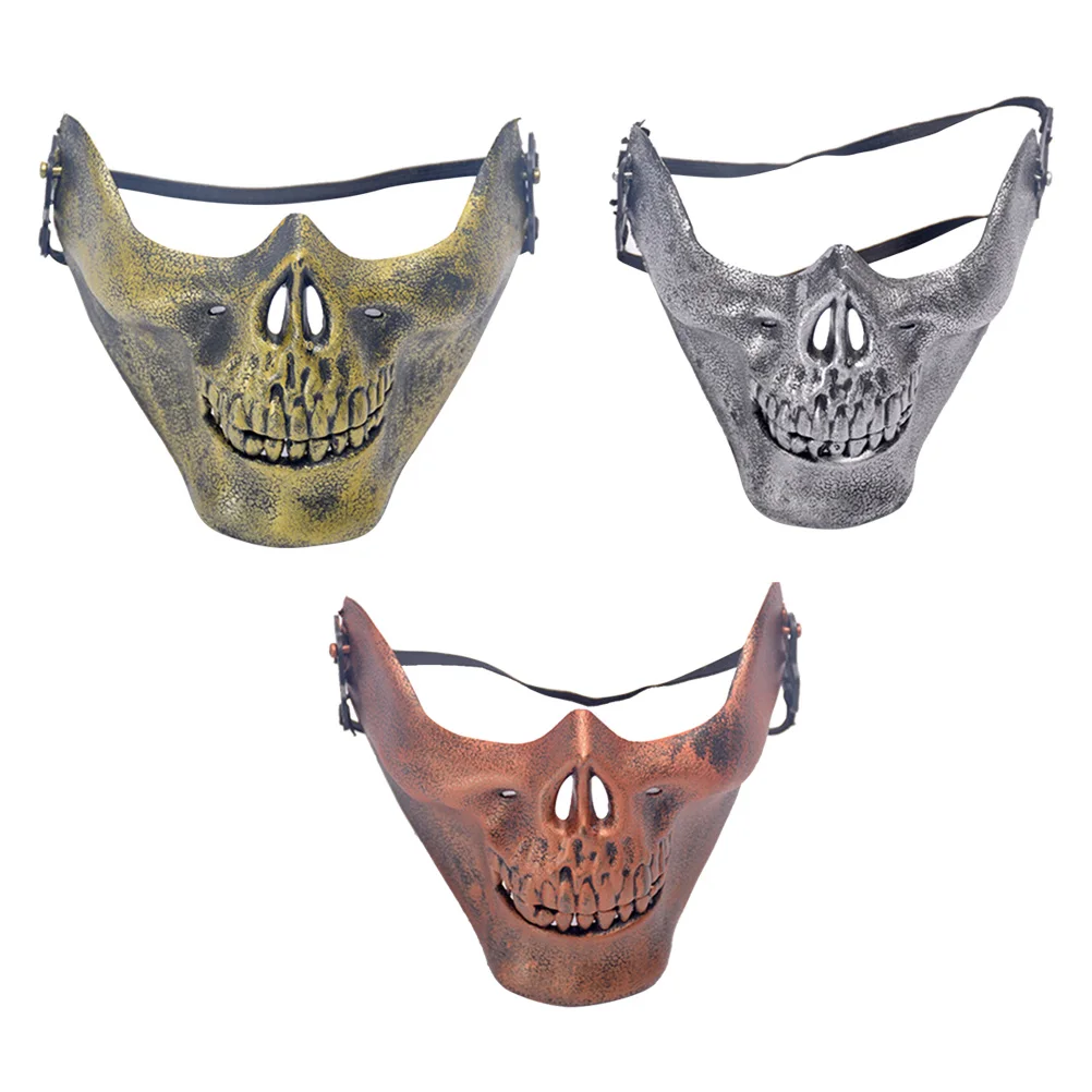 3 pezzi La maschera Mezza faccia Teschio Masquerade Decora costumi di Halloween Uomo