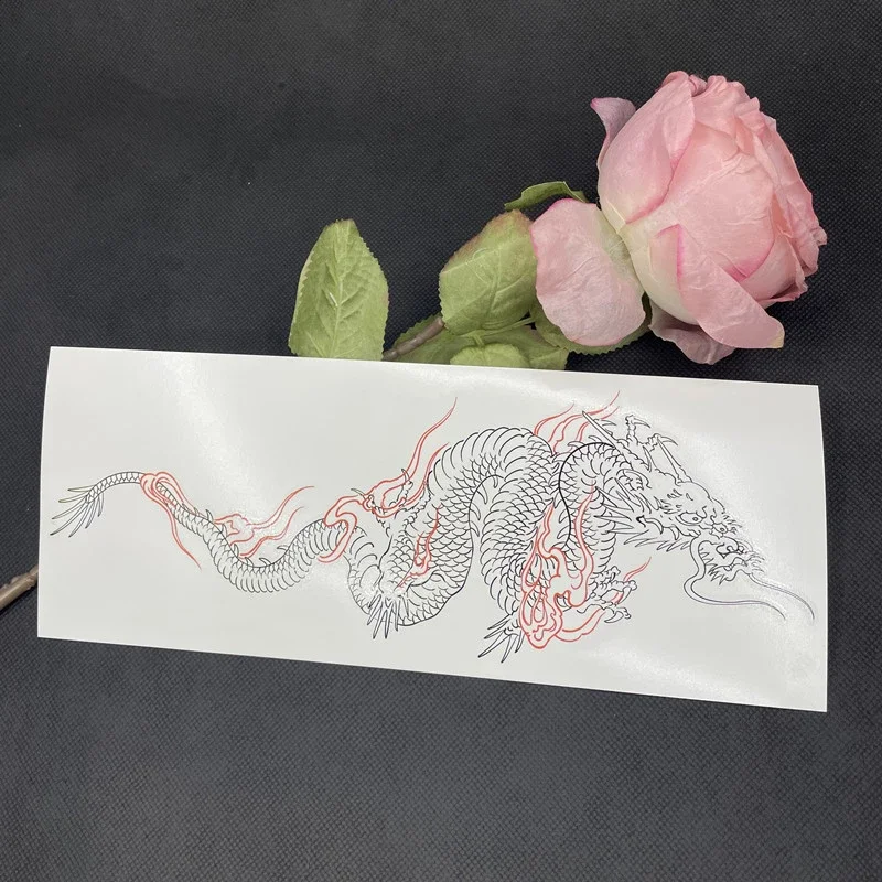 Waterproof Temporary Tattoo Sticker Double Color Chinese Dragon Arm Leg Waterproof Body Art Fake Tattoo Men Women Big Size