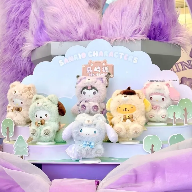 

In Stock Miniso Sanrio Cartoon Fox Islano Plush Vinyl Blind Box Series Hello Kitty Pop Star Surprise Box Pendant Trend Girl Gift