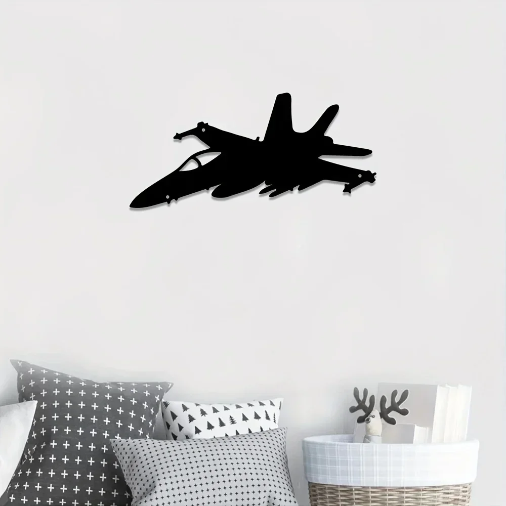 1pc Jet Fighter Wall Art, Metal Wall Sign, Aesthetic Wall Decoration Retro Metal Hanging Ornament,Iron Art, Wall decoration