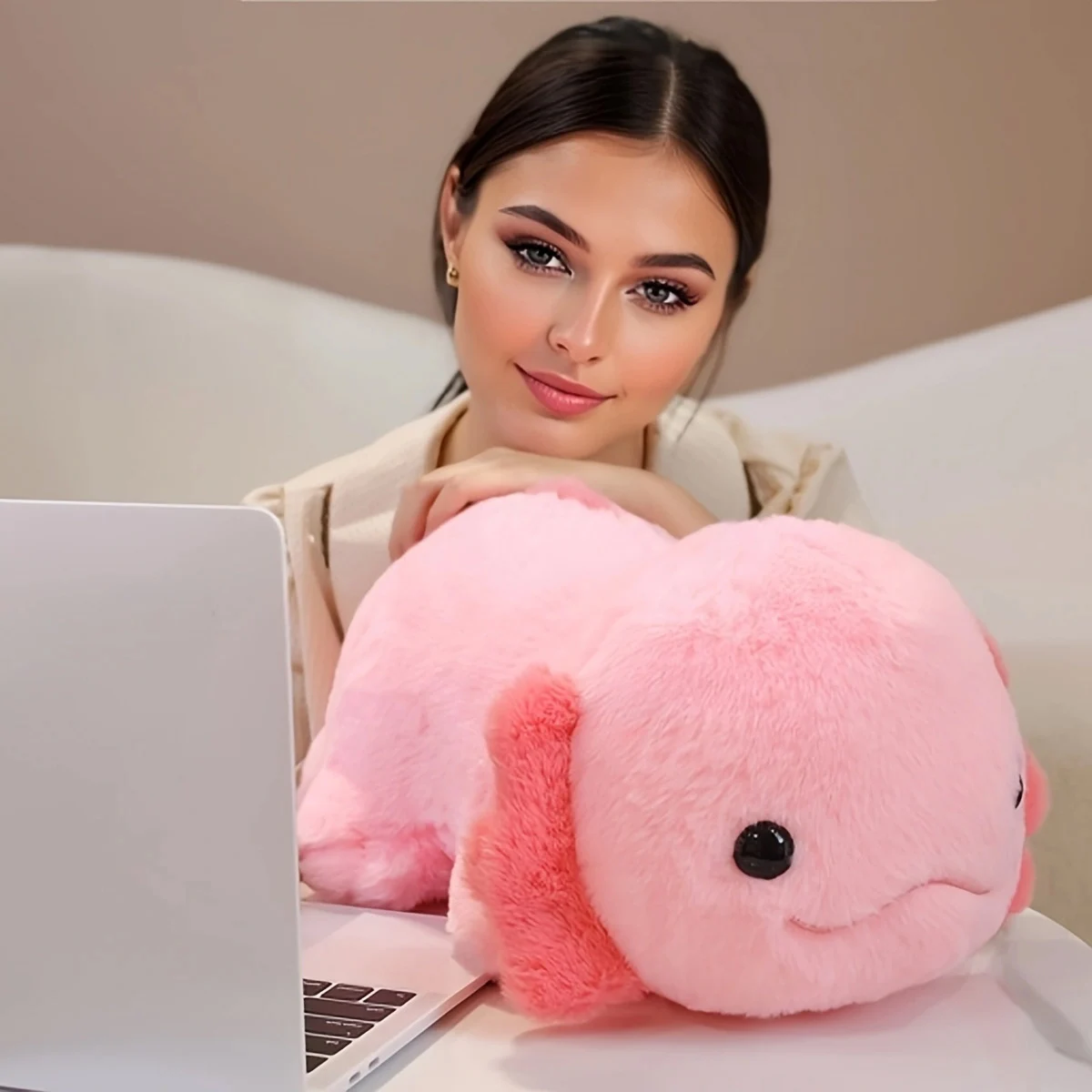 Morbido e coccoloso cuscino in peluche Axolotl rosa, bambola salamandra ripiena in poliestere, ideale per compleanno, matrimonio, festa di laurea