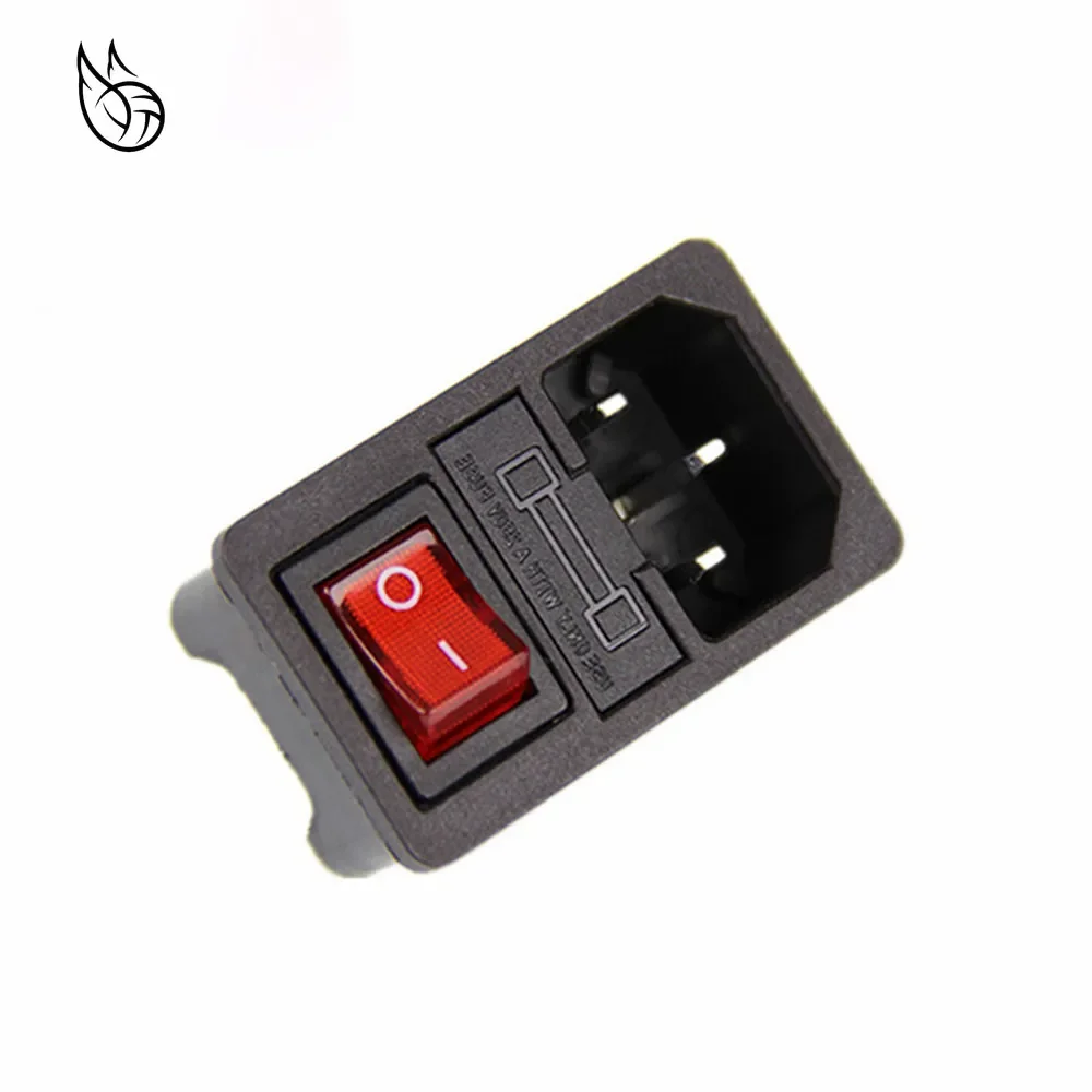 Red Rocker Switch Fused IEC 320 C14 Inlet Power Socket Fuse Switch Connector Plug Connector