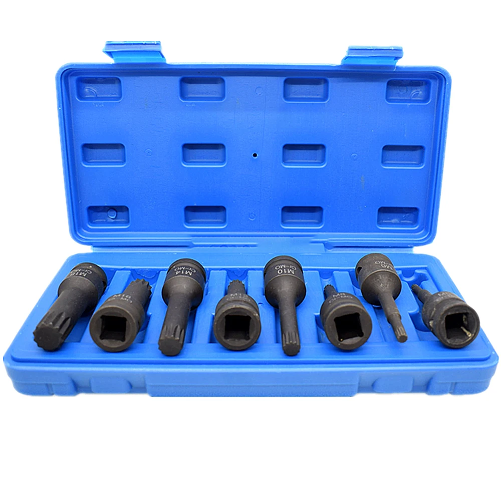 

Torx Impact Socket Bits 8PCS Hexagonal H,M,R,Rt-type Drive Impact Socket Set M5-M18 Drive Socket Set Adapter Screwdriver Bits