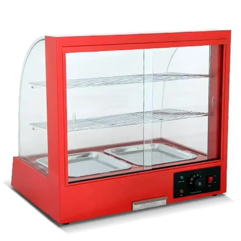Commercial Glass Food Warmer Display Cabinet for Restaurant Hot Snack Counter Fast Food Heating Showcase