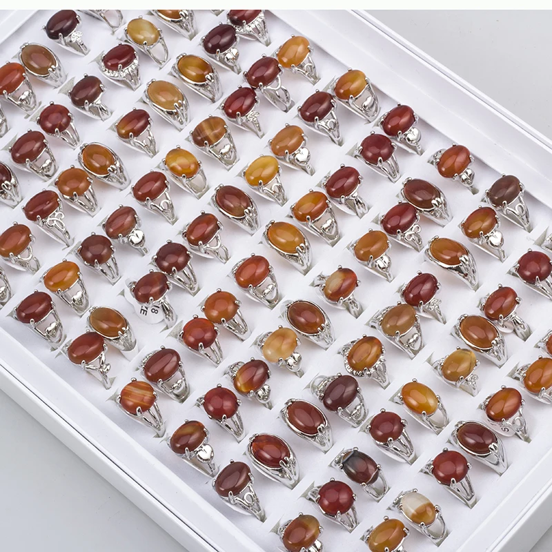 20 Pcs Vintage Rings For Women Natural Stone Rings Fashion Jewelry Finger Accessories Wholesale Lot Dropshipping Party Gift