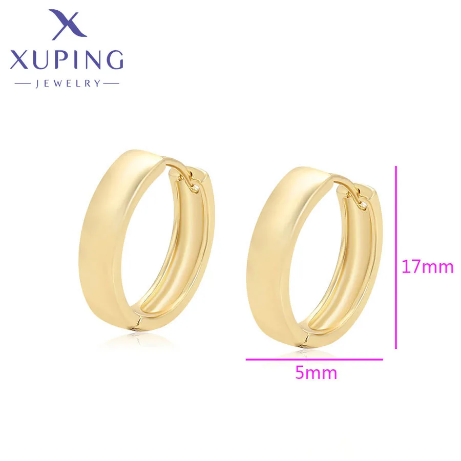 Xuping Jewelry New Arrival Promotion Simple No Stone Light Gold Color Huggies Earrings for Women Girl Party Gift X000756742
