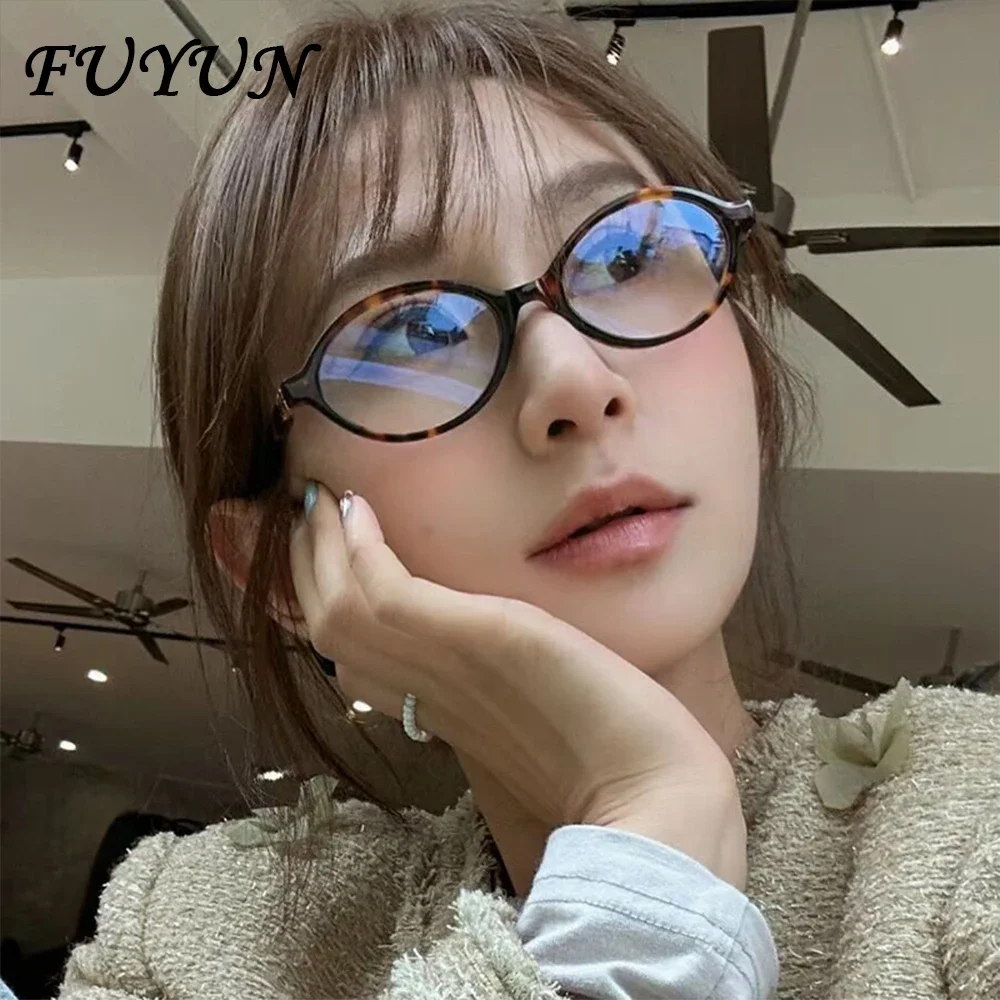 Leopard Oval Shaped Women Anti Blue Light Glasses Trendy Brand Designer Design Frame for Men Girl Neutral Literature Glasses