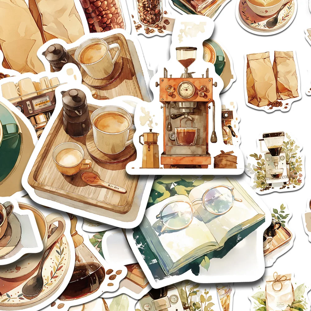 30 stücke Retro Kaffee Aufkleber Pack Aufkleber Für Telefon Sammelalbum Skateboard Gitarre DIY Graffiti Ästhetische Aufkleber Kreative Geschenke