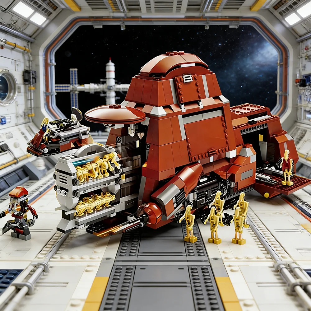 

Конструктор 7662 Trade Federation MTT, модель военного транспортного средства 05069, 1406 деталей, игрушка, подарок на Рождество и день рождения