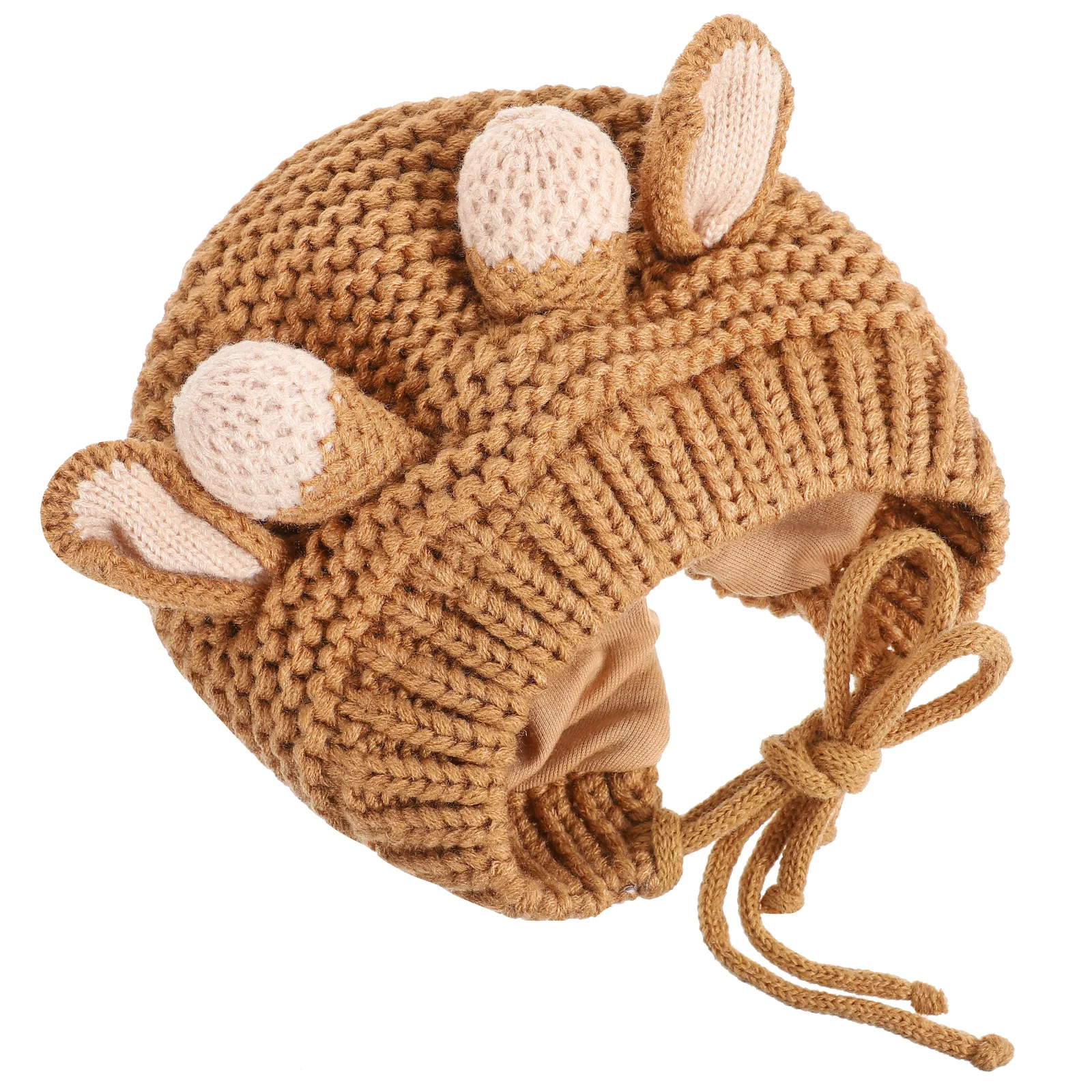 

1Pcs Children Knitted Hat Cute Cartoon Calf Design Warm Acrylic Baby Hat with Earflaps for Winter Outdoor Daily Wear