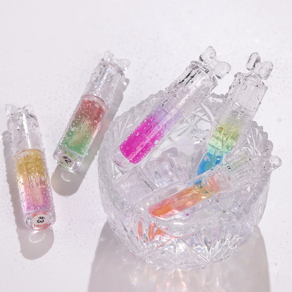 5-color Private Label Lip Oil Custom Logo Two-tone Plant Fruit Lips Balm Moisture Essence Glossy Finish Makeup Wholesale Vegan