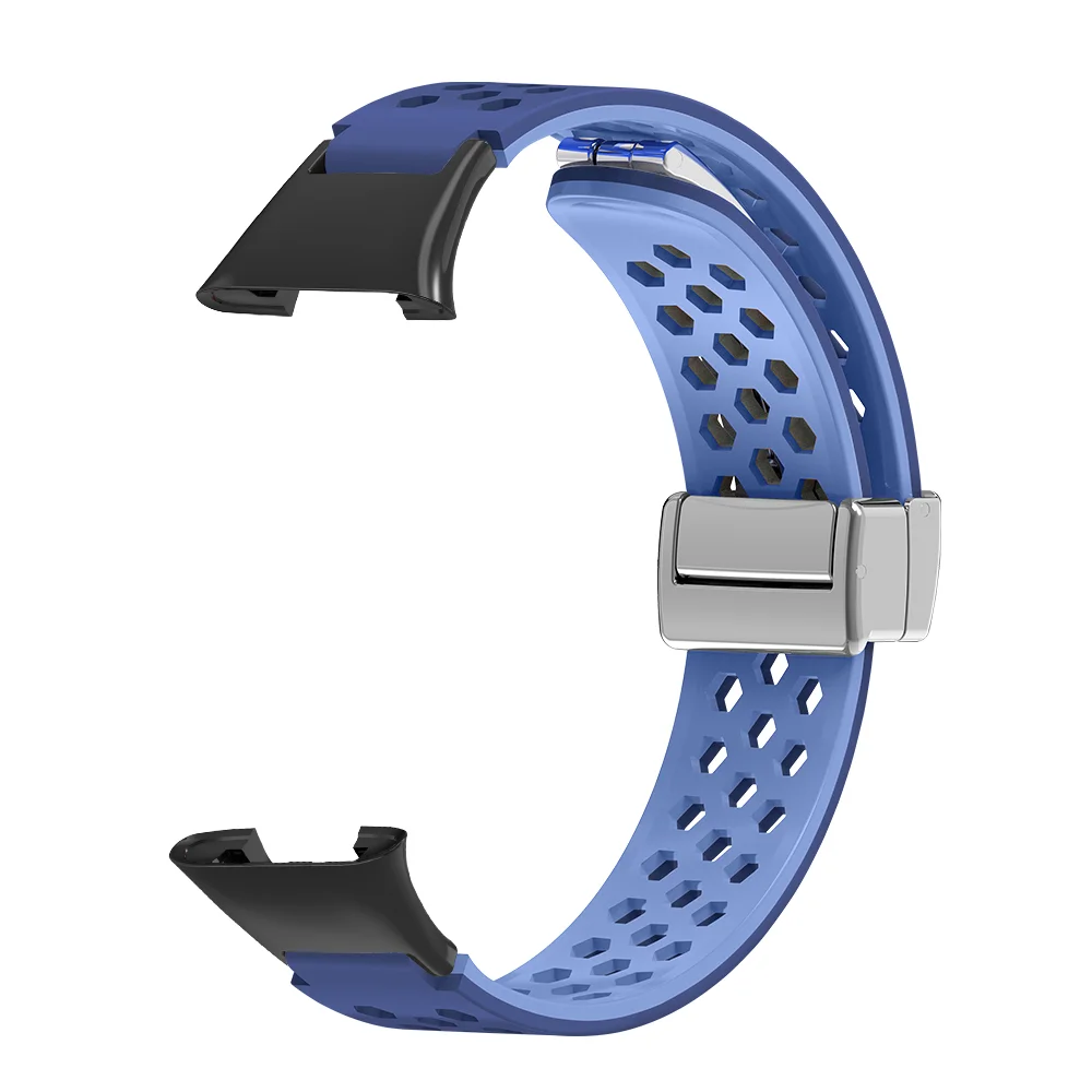 

Silicone Watch Strap with Adjustable Upgraded Magnetic Buckle & Breathable Hexagonal Air Holes For Xiaomi Band 7 Pro Washable