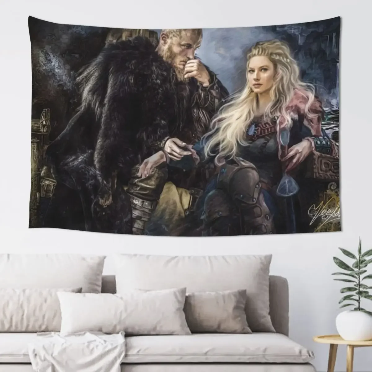 Queen and King Of Valhalla VKS Tapestry Bathroom Decor Decoration Bedroom Bedroom Organization And Decoration Tapestry