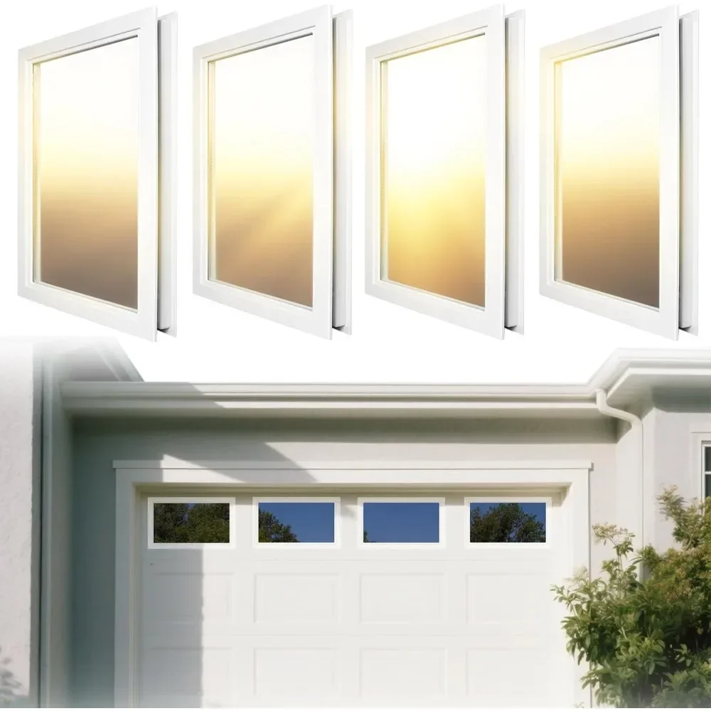 

4 pack garage door windows, replacement vinyl window inserts with uv resistant resin glass for garage doors, 53x35cm (clear desi