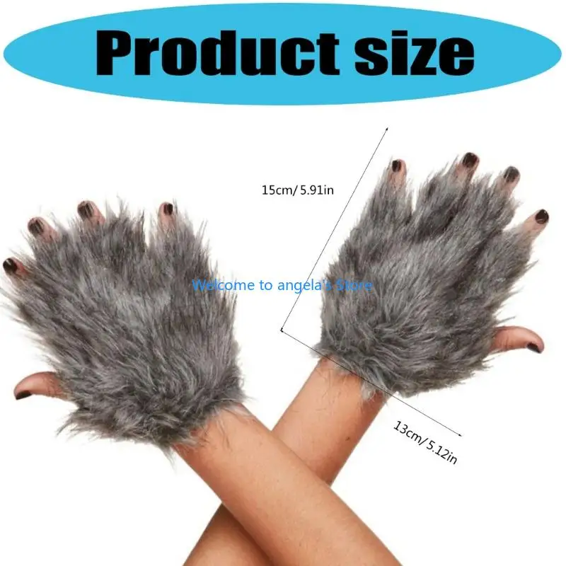 X4YC Katzen Krallenhandschuhe Fursuit Tier Wolf Füchse Pfoten Fäustlinge Halloween Cosplay Kostüm Zubehör Therians Gear Damen