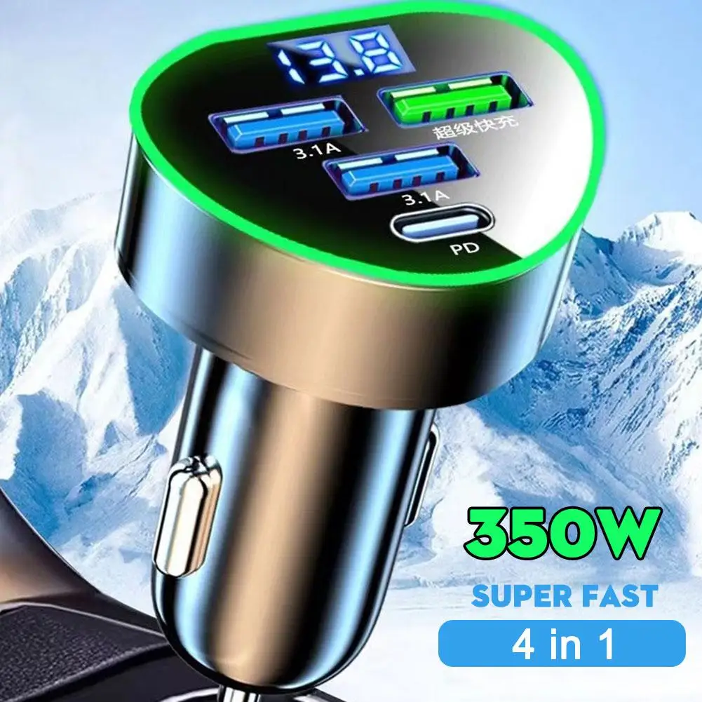 Heart-shaped Four-ports Car Charger Fast Charging Cigarette Lighter Phone Accessories Head Charger Adapter Conversion N6R7