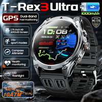 2025 New Military T-Rex 3 Ultra GPS Smart Watch 1000mAh Battery 10ATM Waterproof Compass Flashlight Sports trackr Smartwatch Men