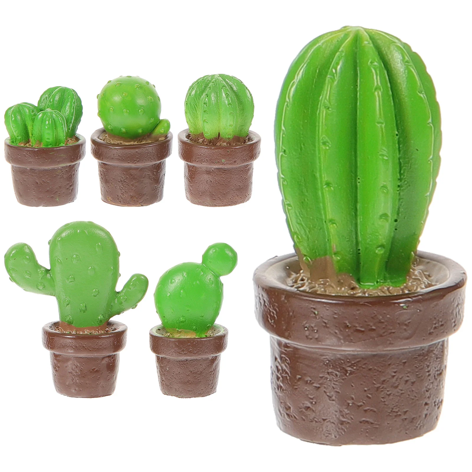 

6 Pcs Potted Plant Simulated Cactus Moss Garden Decoration Accessories Desktop Car Mini Ornaments Planter Figure Resin Bonsai