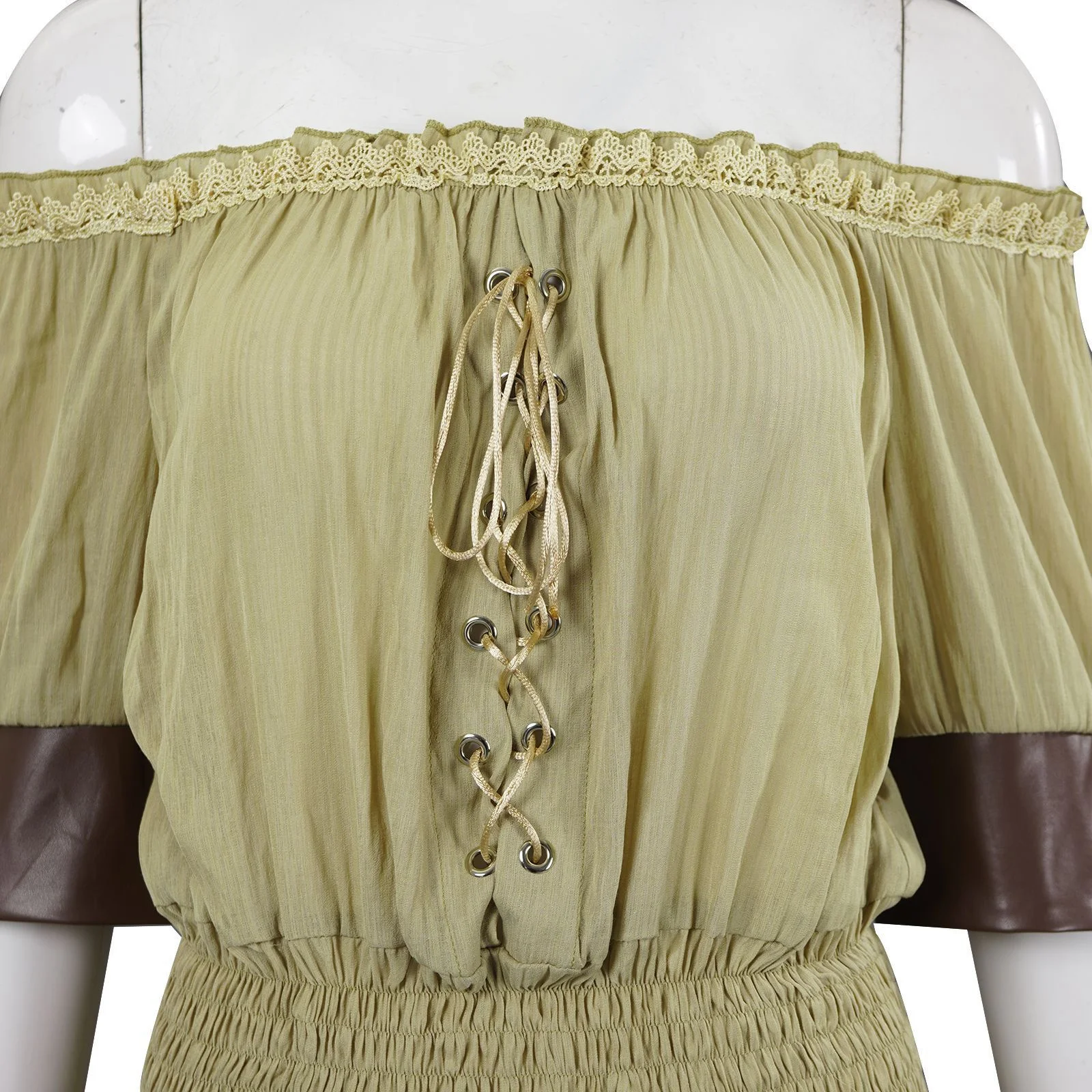 Women's Renaissance Pirate Blouse, Off Shoulder Ruffle Peplum Top, Medieval Casual Wear, Halloween Carnival Stage Cosplay Costum - view 3