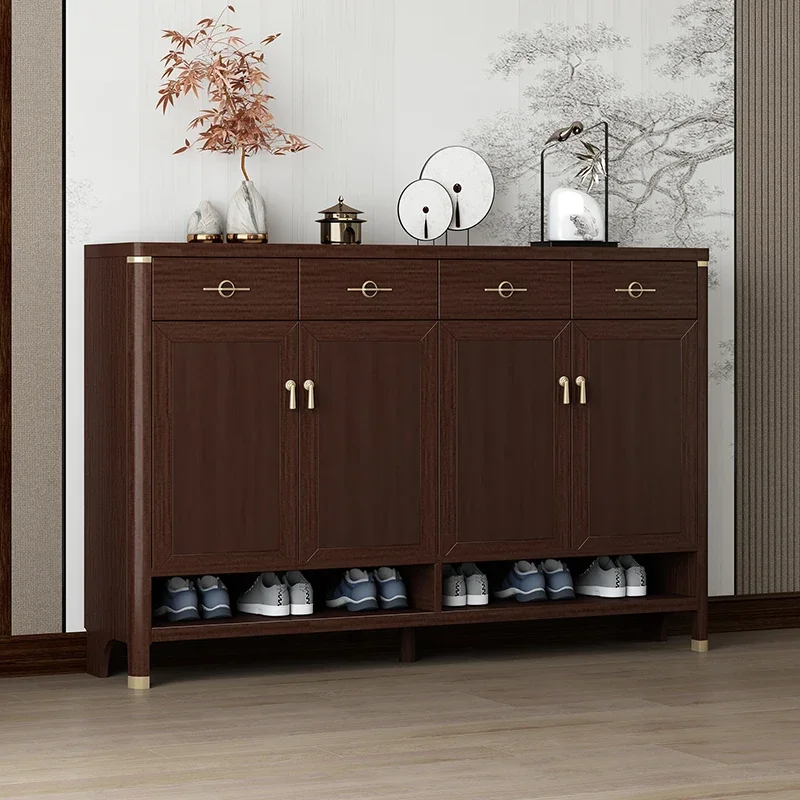 Living room entrance channel warehouse large capacity expandable, convertible solid wood shoe rack adjustable shelf locker