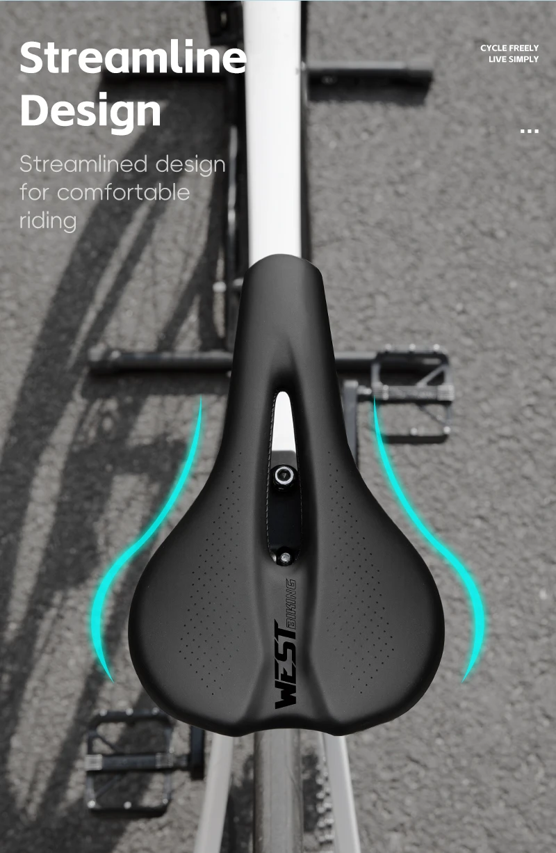 WEST BIKING 140mm Fahrradsattel Kurznasiger Rennradsitz Hohlgeformter Atmungsaktiver Hochelastischer Polster Weicher Rennsattel – Detail 8