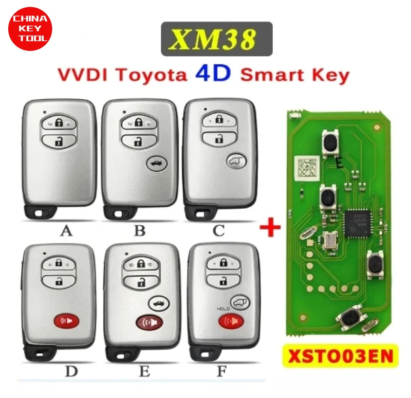 1PCS Xhorse VVDI 4D Smart Remote Key XSTO03EN For Toyota XM38 4D PCB Support Renew Rewrite 312/314/434Mhz A433 F433 5290 3370 01