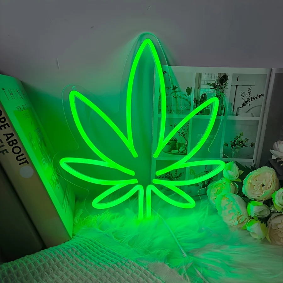 

Светодиодная неоновая вывеска с питанием от USB: Неоновая вывеска с зеленым листом - питание от USB, многофункциональный настенный декоративный светильник