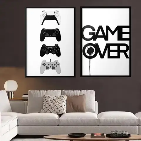 Modern Gaming Sign Quotation Poster Game Accessories Gamepad Earphone Canvas Painting Wall Art for Gamer Room Home Decor Gift