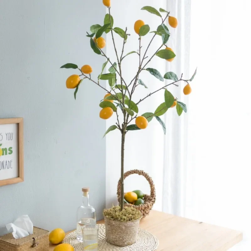 

Artificial Lemon Tree Spring, Fake Plant with Fruit and Branches, for Garden Yard Balcony Home Office Decor Pot Plant