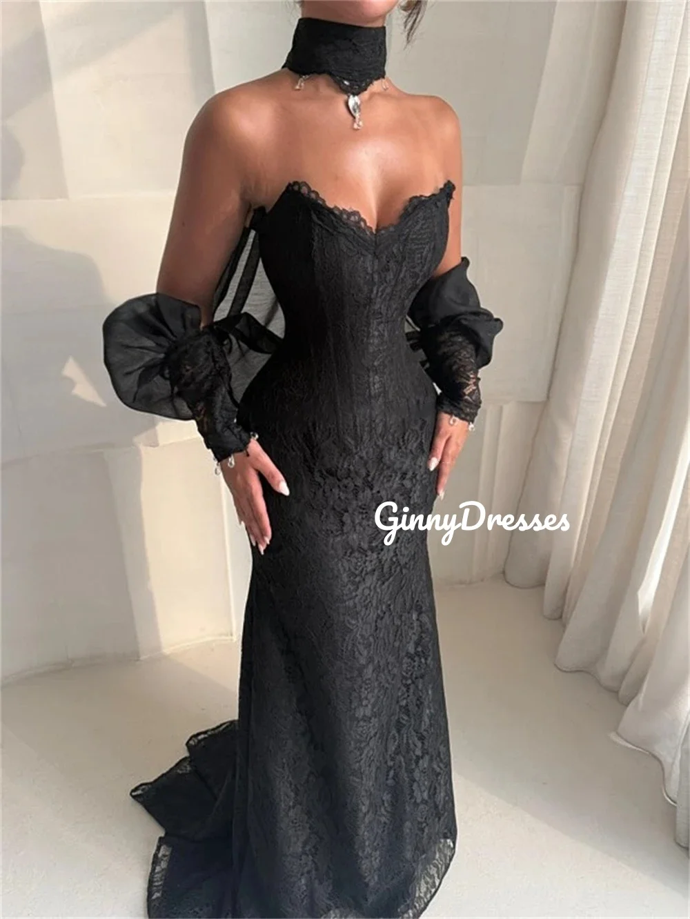 

Вечернее платье Черное милое на заказ Русалка с рюшами Элегантные вечерние платья для женщин длиной до пола на молнии без рукавов на свадьбу