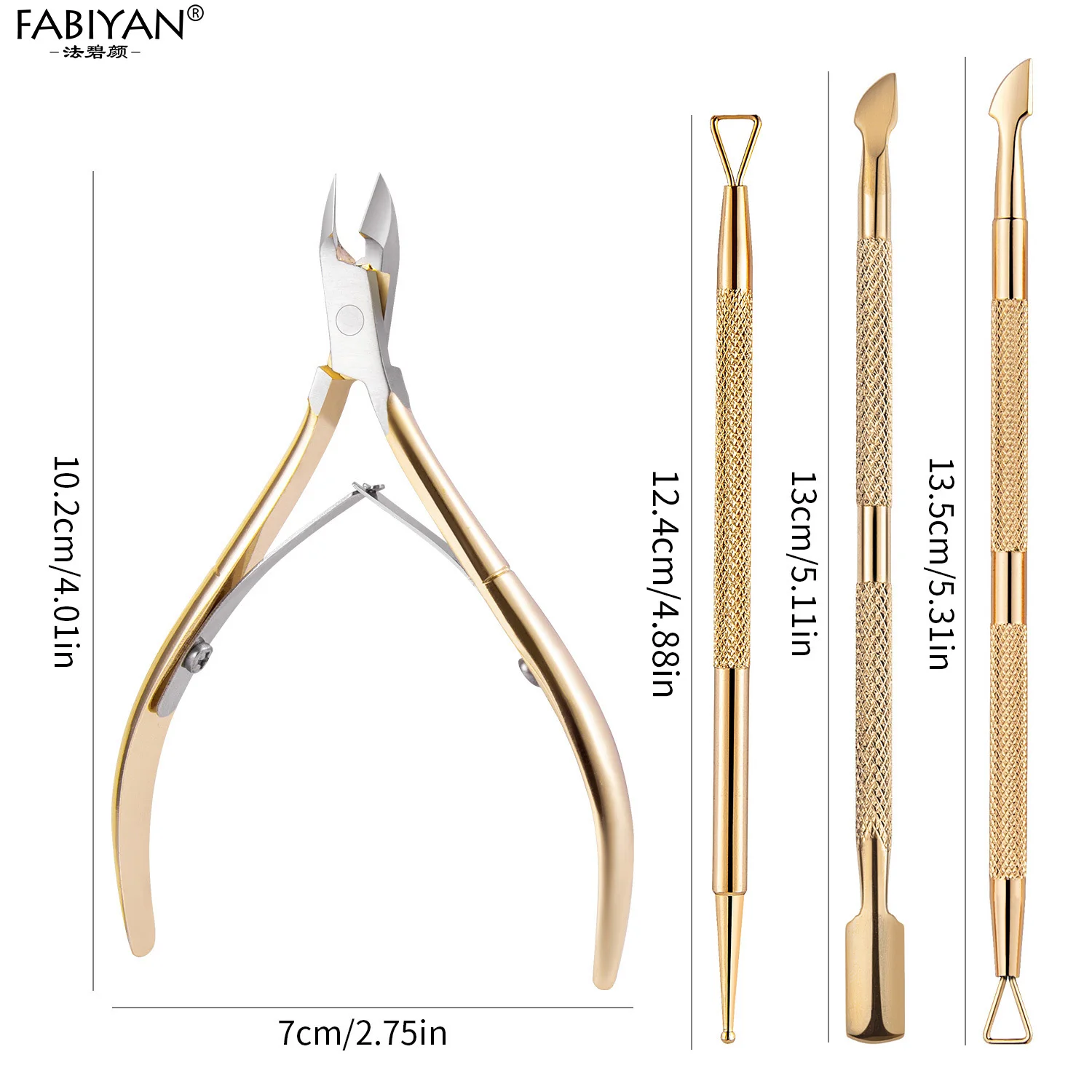 2/3/4Pcs Set Gold Manicure Set Stainless Steel Nail Cuticle Scissors Cuticle Pusher Dead Skin Scissor Cuticle Remover Nail Tools