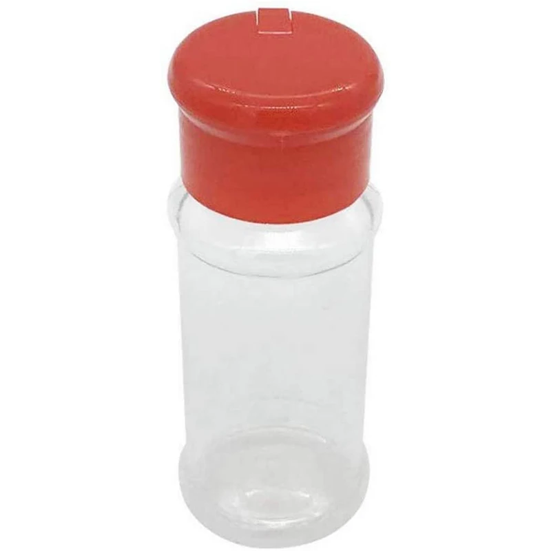 Set Of 50 Empty Plastic Spice Bottles For Storing Barbecue Seasoning Salt Pepper Etc. 100Ml / 3.3Oz, Red