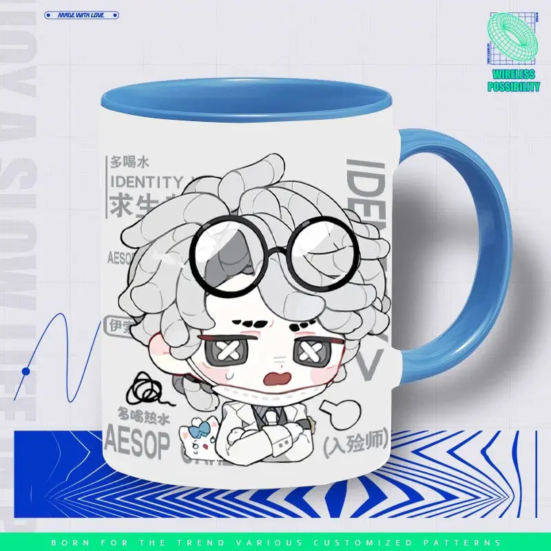 แก้วกาแฟเซรามิคลายพิมพ์น่ารัก รุ่น Q Version ลายเกมอนิเมะ Anime Identity V Bloody Queen Embalmer Reporter Prisoner ของขวัญปี 2025