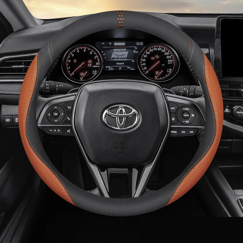 

For Toyota Camry Corolla RAV4 2023 2024 Universal Seasons Car Steering Wheel Cover Interior Shell Car Accessories Soft Suede