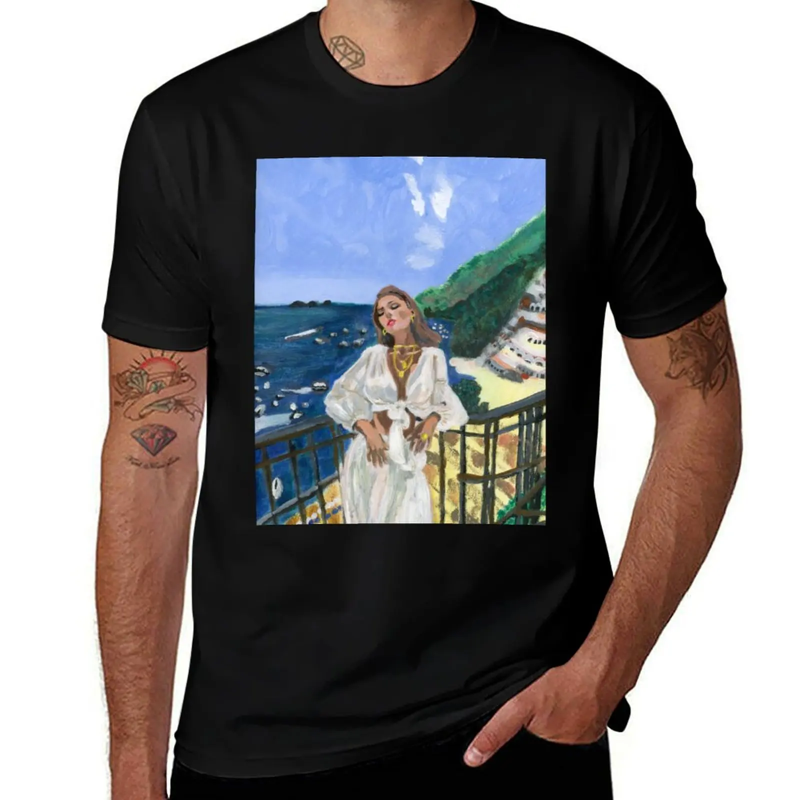 Mentally in Positano T-Shirt Plus Size Solid Color T-Shirt