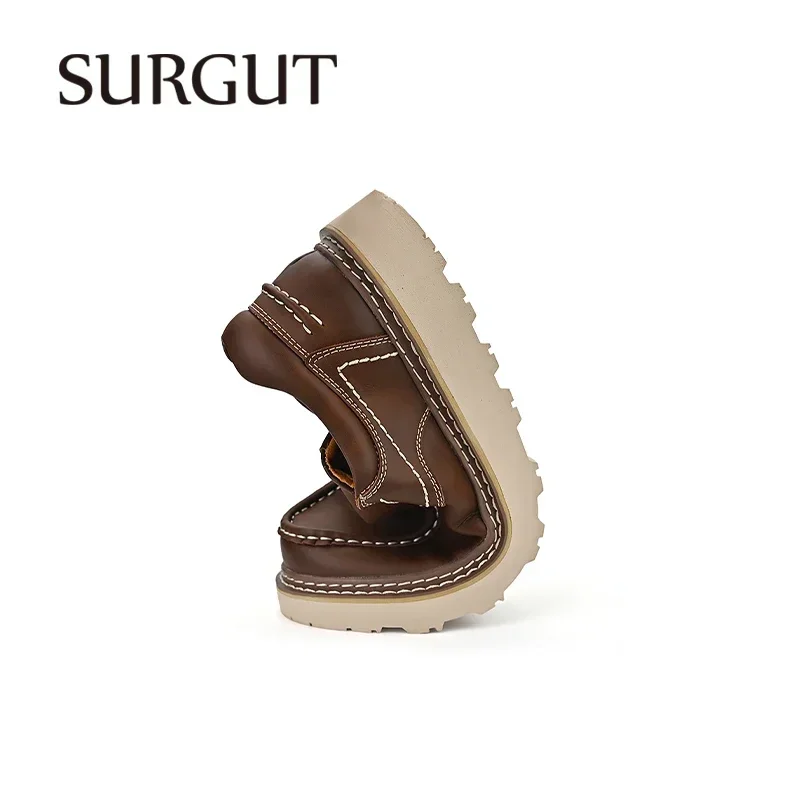 SURGUT 2024 New Spring Autumn Leather Casual Shoes Men All Season Comfortable Wear-Resistant High Quality Classic Working Shoes