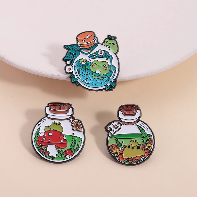 Cute Frog Collection Enamel Pins Slay-DHD Mental Health Autism Frog Brooches Lapel Badge Fashion Jewelry Gifts for Kids Friends image 2