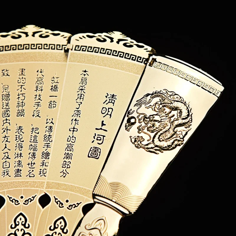 Chinese Style Features Peking Opera Mask Golden Fan Decoration Folk Peking Opera Mask Arts and Crafts Fan - view 2