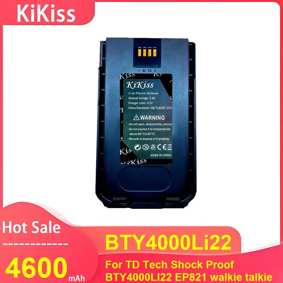 

KiKiss Walkie - Talkie Battery For TD Tech Dingqiao Shock Proof BTY4000LI22 EP821 ,BTY4000Li22 4600mAh Batteries