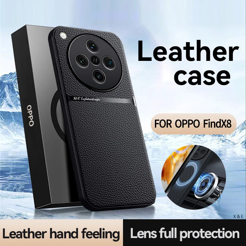 Magsafe Case for Oppo Find X8 Pro Leather Car Magnetic Holder Wireless Charging Phone Cover OppoFindX8Pro PKC110 PKC130 PKB110