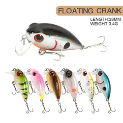 Leurre flottant rigide de type wobJeff, appât Élde type poisson nageur idéal pour la pêche à la truite ou au bar, 3.8cm, 3.4g