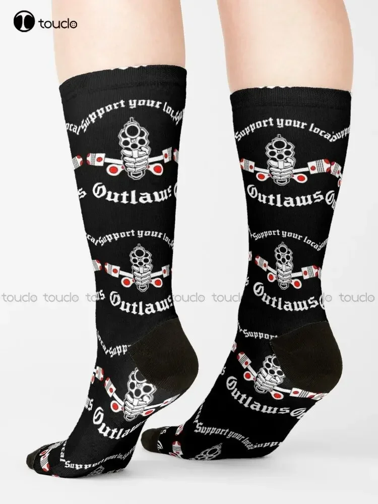 Outlaw Mc Support Gift Halloween Day Thanksgiving Christmas Day Socks Pink Football Socks Street Skateboard Socks Custom Gift