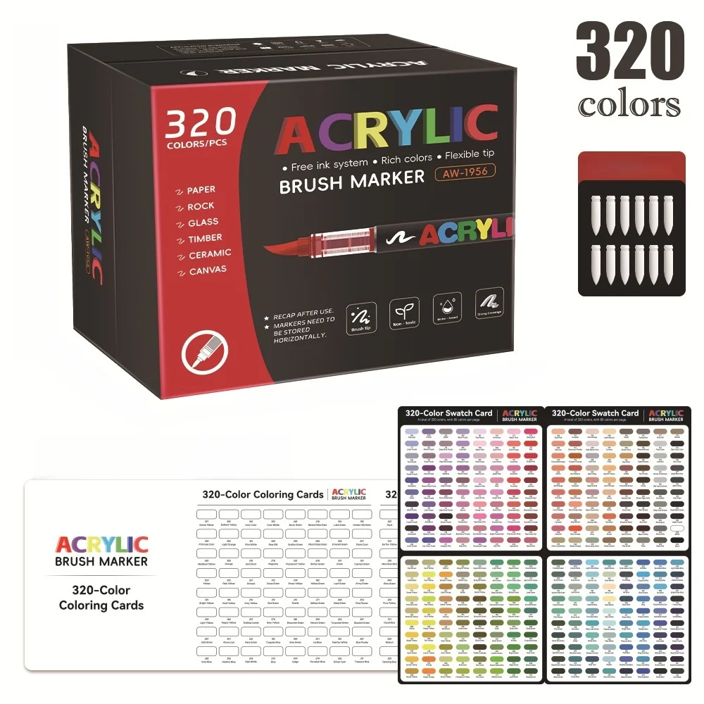 12-366 kleuren acrylverf pen marker penseelpunt verf automatisch inktcontrolesysteem marker voor rotsschildering hout kerstcadeau