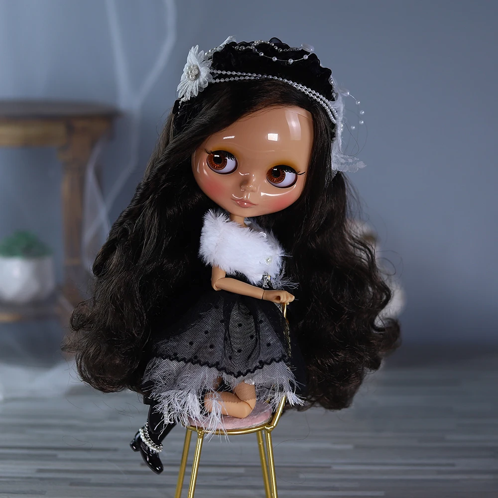 lCY DBS Blyth 1/6 Doll 30cm Tan Skin Glossy Face Set Girl BJD Doll Full Set SD