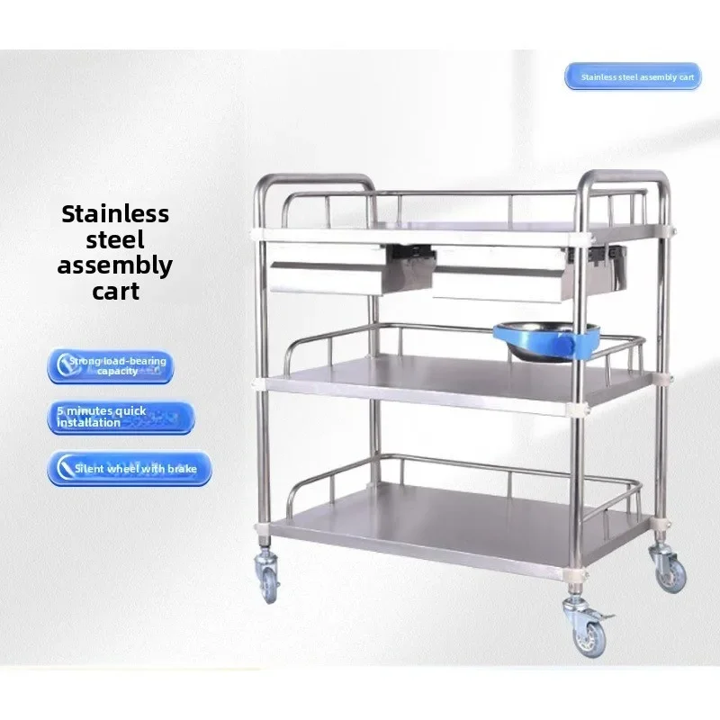 Thickened Stainless Steel Medical Trolley Mobile Cart Six Layer Beauty Care Cart Hospital Grade Organizer Salon Cart Tool Cart