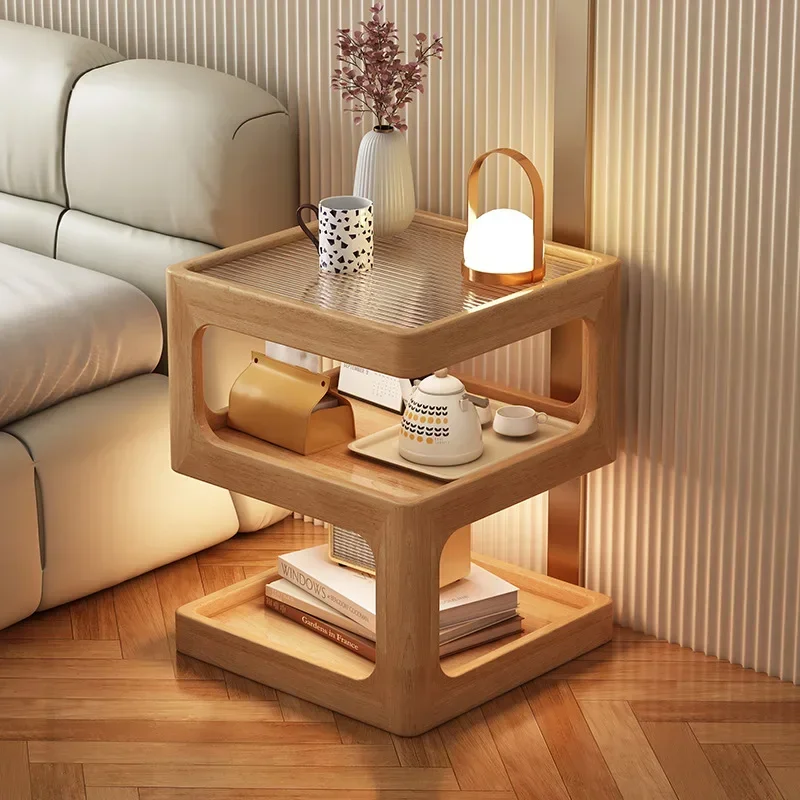 Solid wood bedside table, bedside storage cabinet, creative small cabinet, household bedroom bedside shelfsturdy and durable