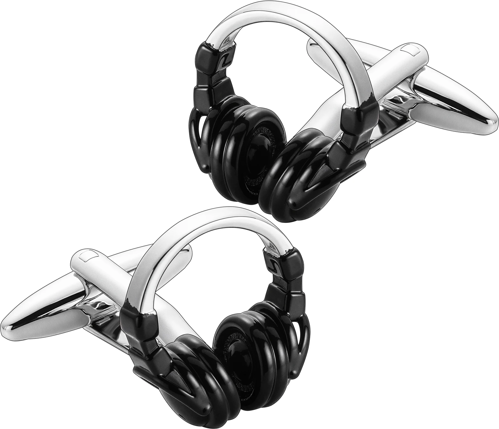 

Запонки для наушников Hawson, черные, серебристые, металлические мужские музыкальные тематические запонки для деловой рубашки, модные аксессуары для диджеев