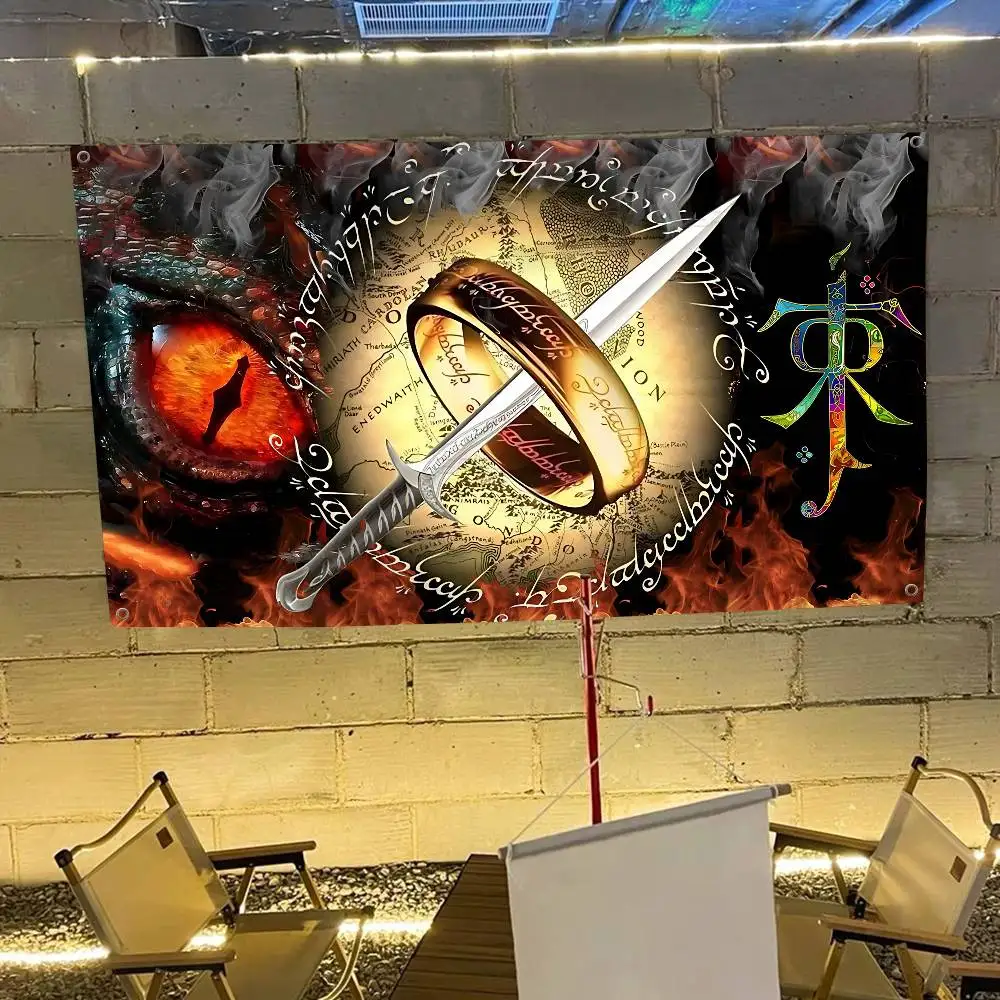 Classic Movie T-The L-Lords of The R-Rings Banner Art Printing Japanese Wall Flag Anime Wall Hanging Home Decor